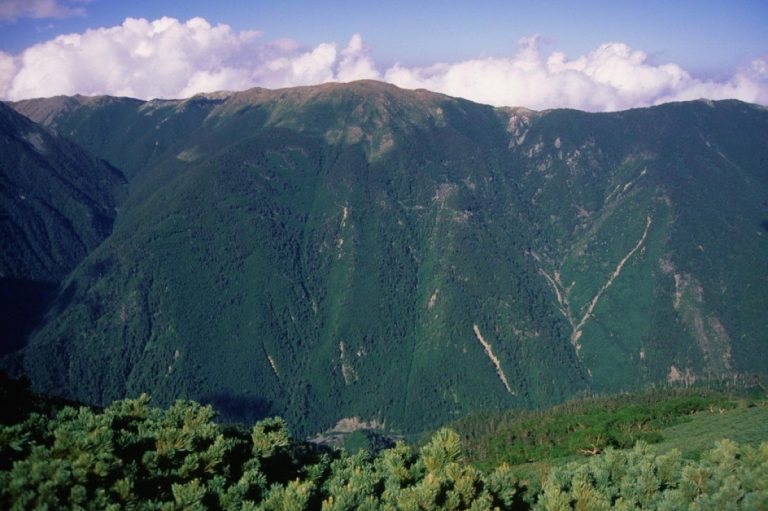 Mt. Shirogouchi and Mt. Sasayama (Kurokouchidake) seen from Mt. Koumori